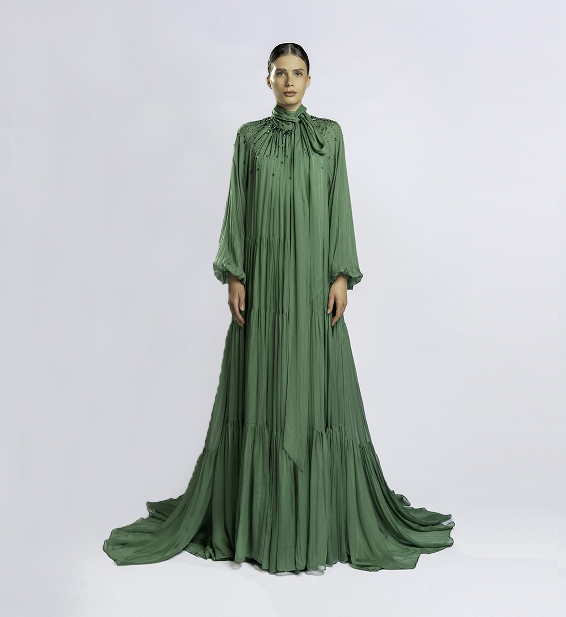 Shirred tent dress – Forest Green