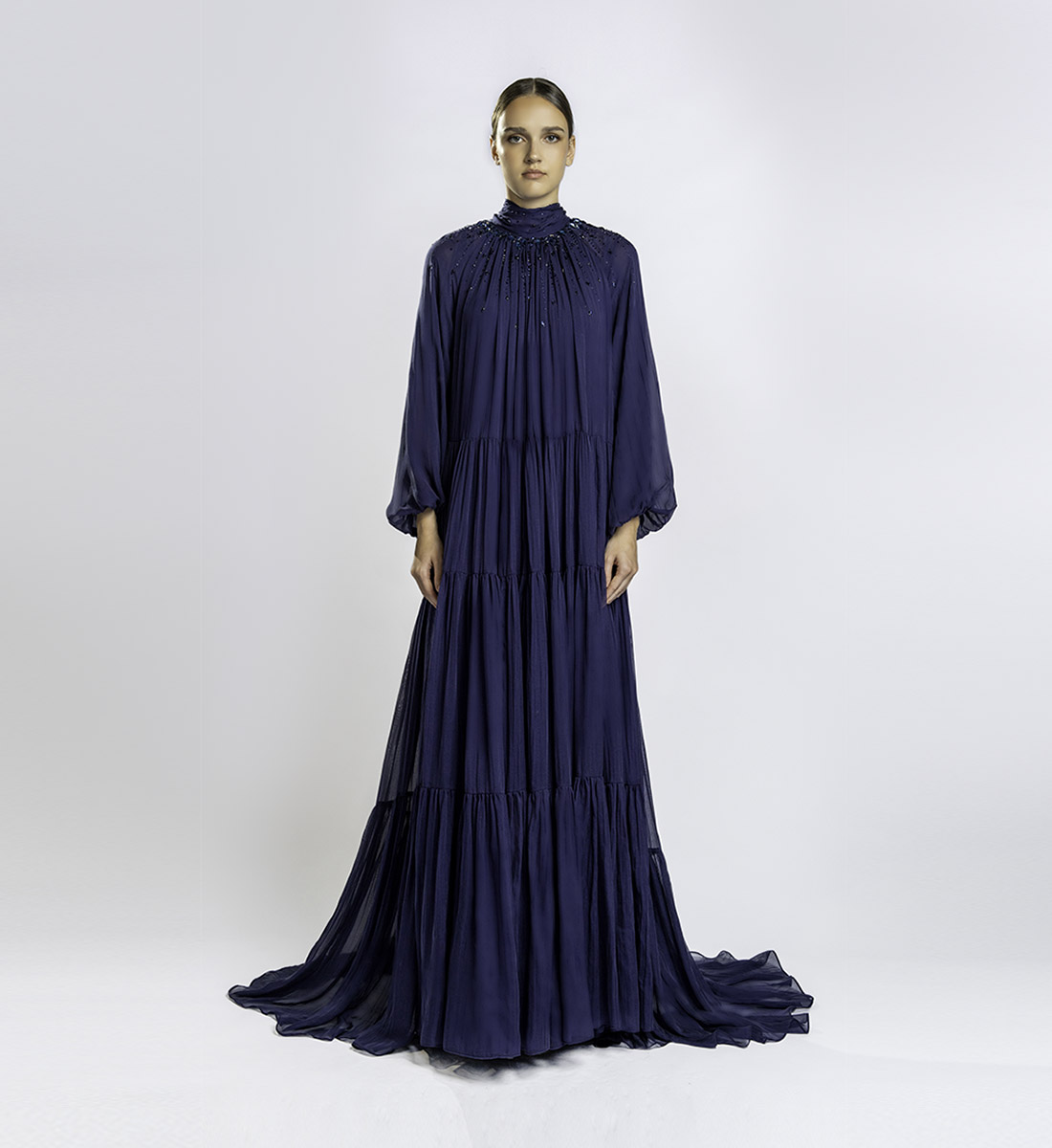 Shirred tent dress – Midnight Blue